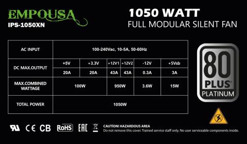 INCA IPS-1050XN EMPOUSA 1050W 80+PLATINUM FULL MODULAR 12cm Fanlı Power Supply 